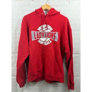 Munford Lady Lions Softball Hoodie Womens Size Large Red Jerzee Super Sweats